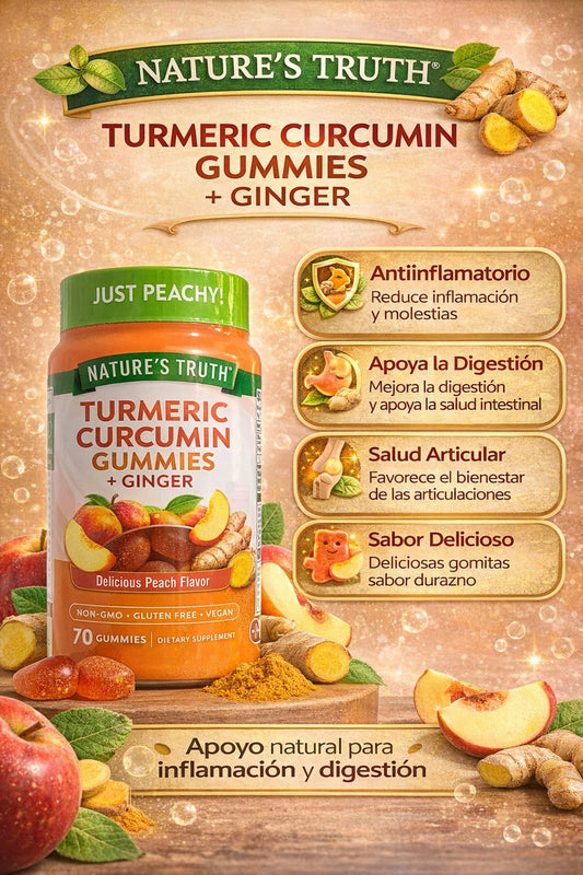 Nature's Truth Gomitas de cúrcuma y jengibre | 70 unidades